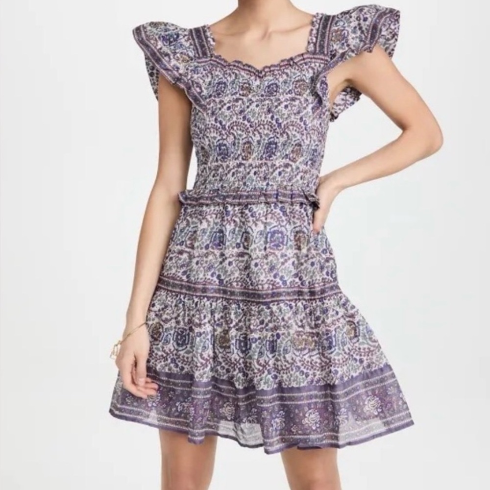 Sea New York Plum Rosita Mini smocked Ruffle Dress Size S